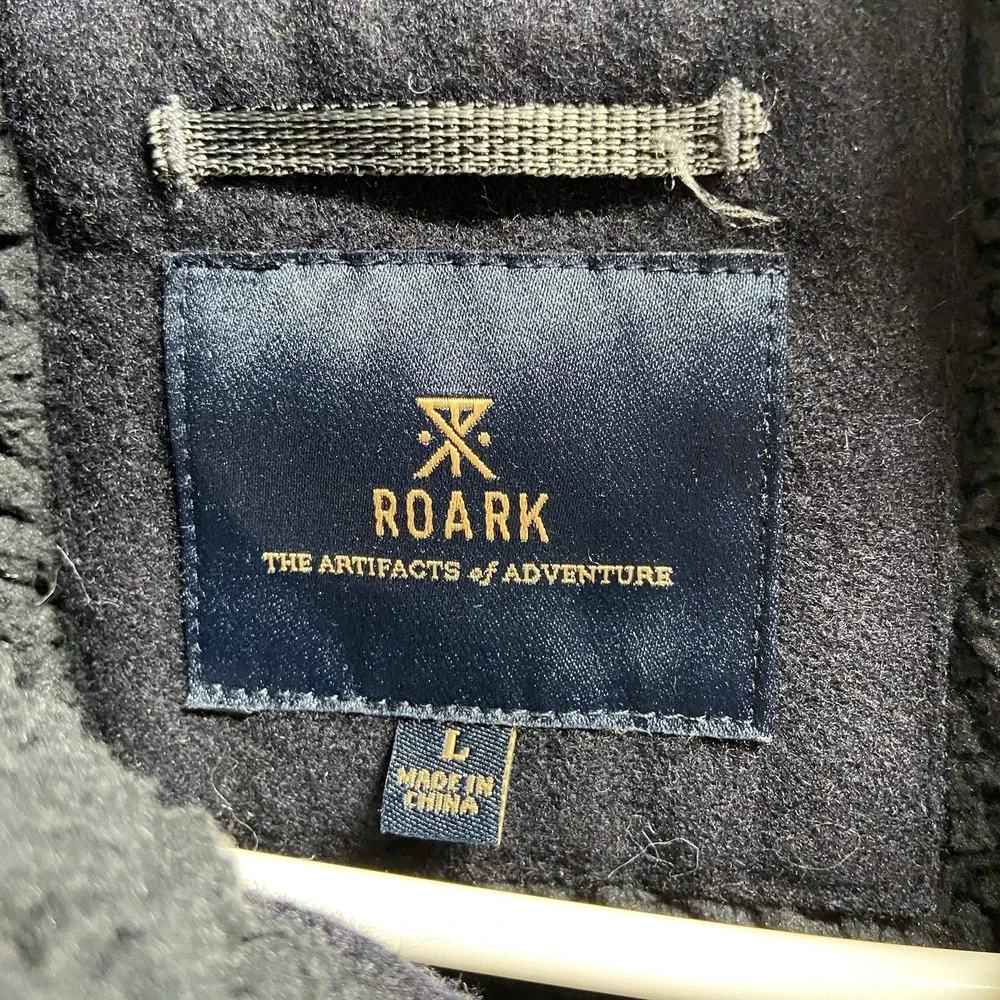 Roark Axeman Jacket Mens Large Full Zip Sherpa Lined Chore Wool Blend Clasp Blue